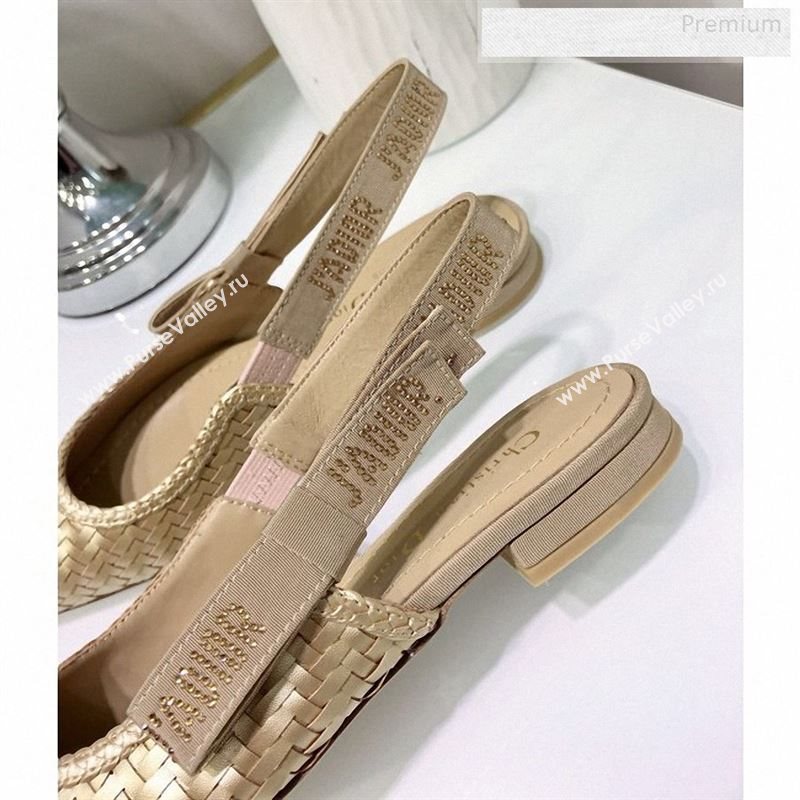 Dior JAdior Slingback Flat Pumps in Braided Metallic Gold Lambskin 2020 (JC-9123121)