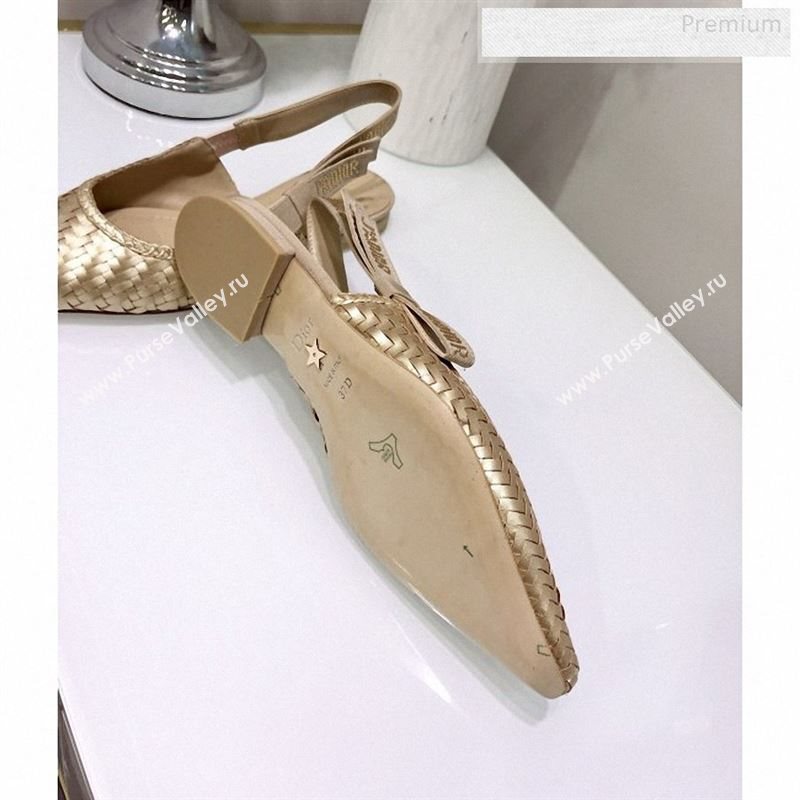 Dior JAdior Slingback Flat Pumps in Braided Metallic Gold Lambskin 2020 (JC-9123121)