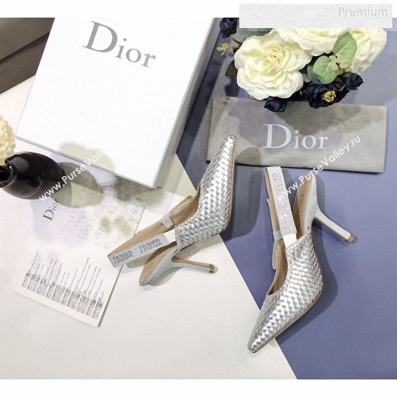 Dior JAdior Slingback High-Heel Pumps in Braided Metallic Silver Lambskin 2020 (JC-9123122)