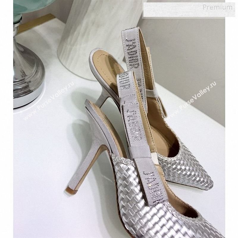 Dior JAdior Slingback High-Heel Pumps in Braided Metallic Silver Lambskin 2020 (JC-9123122)