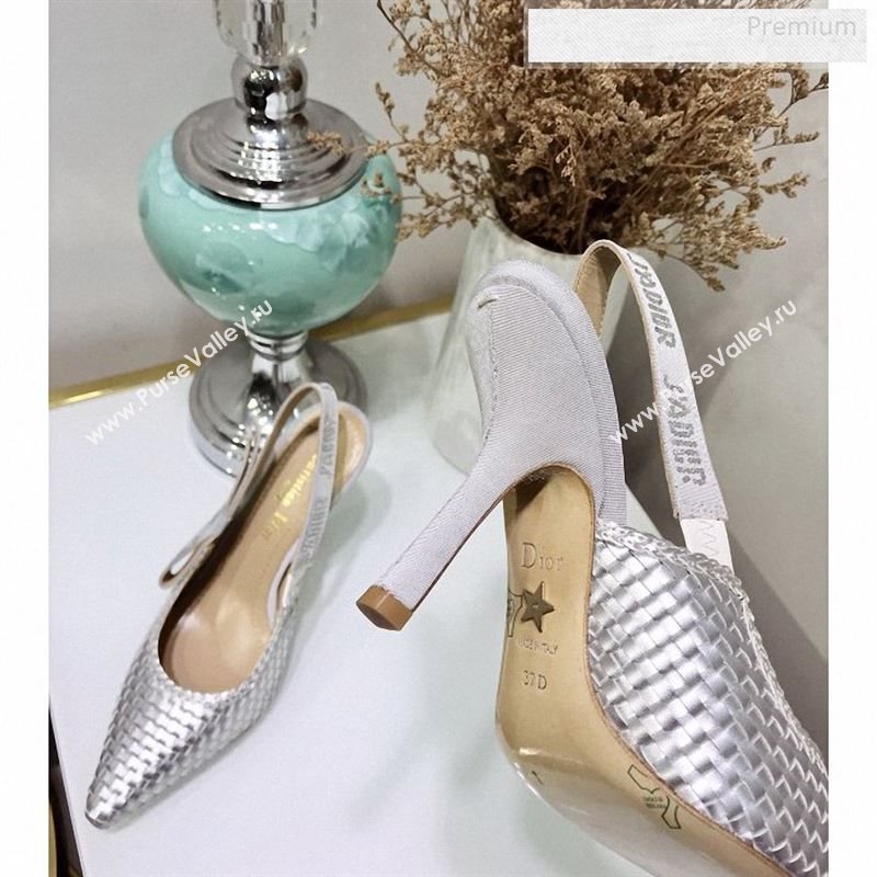 Dior JAdior Slingback High-Heel Pumps in Braided Metallic Silver Lambskin 2020 (JC-9123122)
