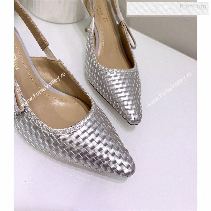 Dior JAdior Slingback Mid-Heel Pumps in Braided Metallic Silver Lambskin 2020 (JC-9123123)