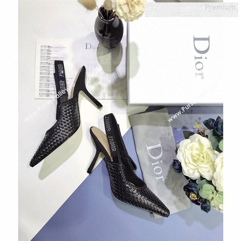 Dior JAdior Slingback High-Heel Pumps in Braided Black Lambskin 2020 (JC-9123125)