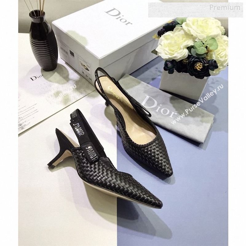 Dior JAdior Slingback Mid-Heel Pumps in Braided Black Lambskin 2020 (JC-9123126)