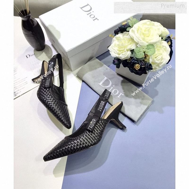 Dior JAdior Slingback Mid-Heel Pumps in Braided Black Lambskin 2020 (JC-9123126)