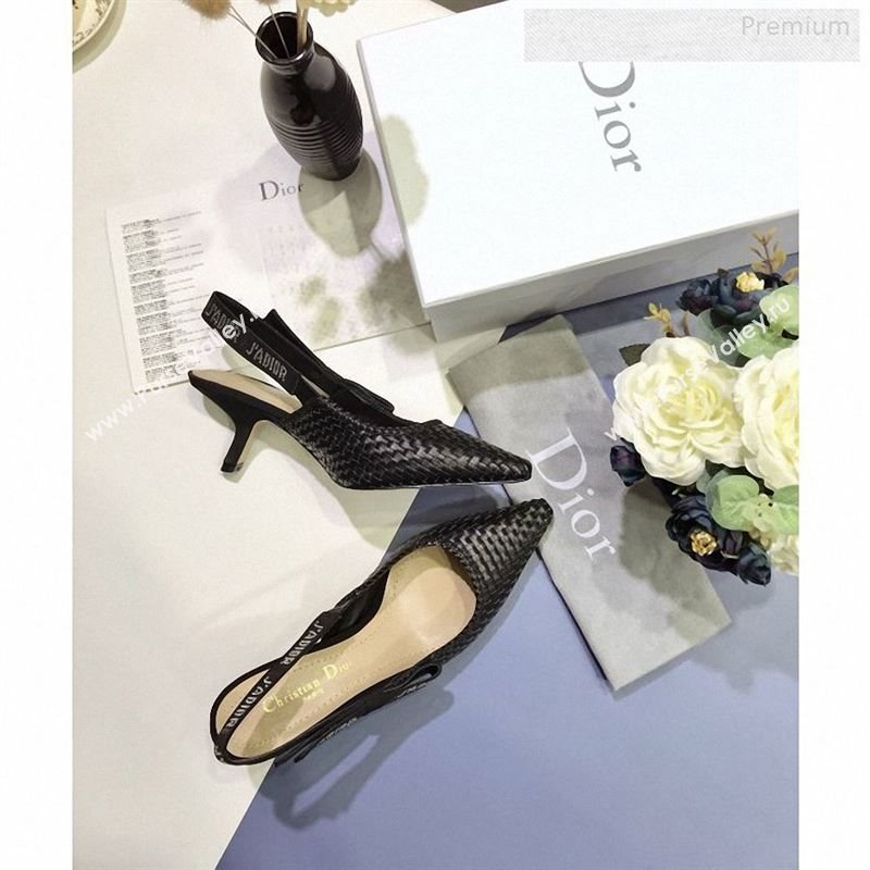 Dior JAdior Slingback Mid-Heel Pumps in Braided Black Lambskin 2020 (JC-9123126)