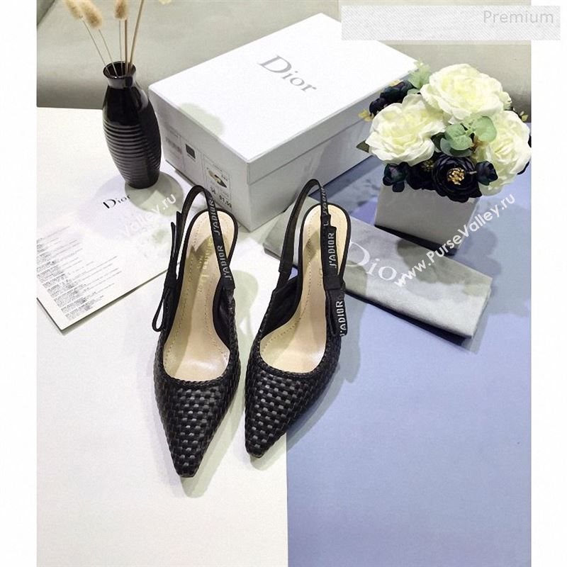 Dior JAdior Slingback Mid-Heel Pumps in Braided Black Lambskin 2020 (JC-9123126)