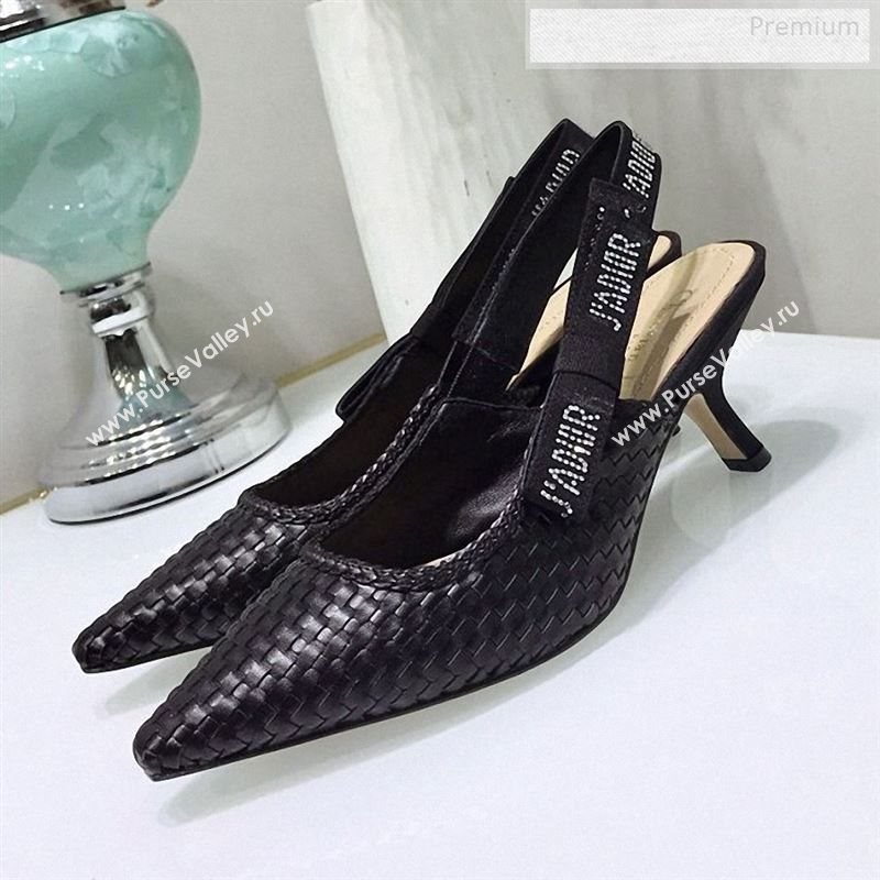 Dior JAdior Slingback Mid-Heel Pumps in Braided Black Lambskin 2020 (JC-9123126)