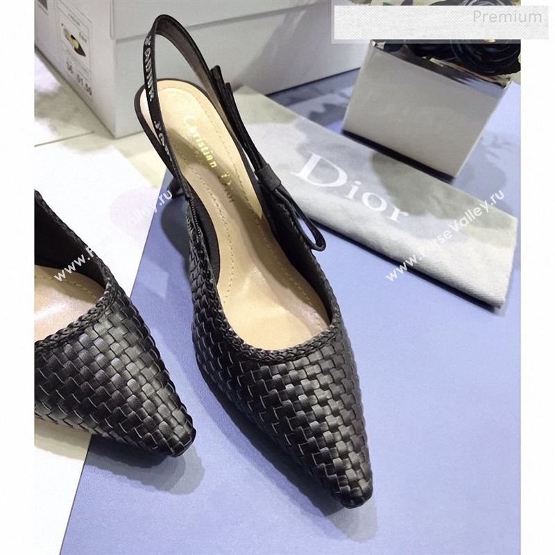 Dior JAdior Slingback Mid-Heel Pumps in Braided Black Lambskin 2020 (JC-9123126)