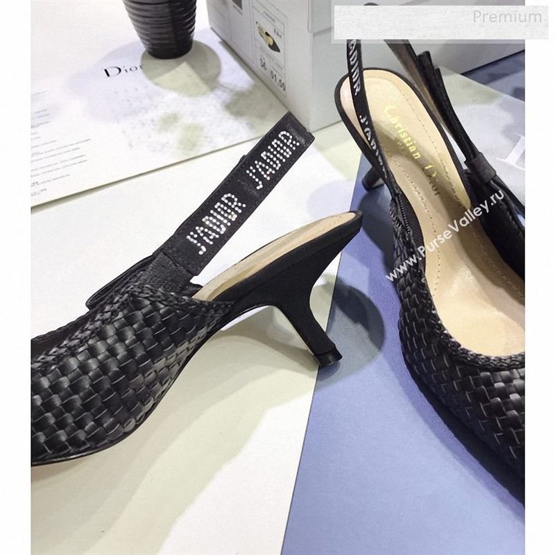 Dior JAdior Slingback Mid-Heel Pumps in Braided Black Lambskin 2020 (JC-9123126)