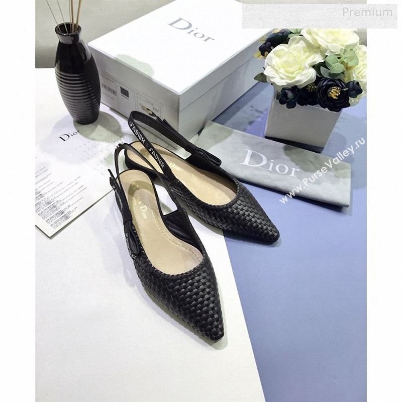 Dior JAdior Slingback Flat Pumps in Braided Black Lambskin 2020 (JC-9123127)