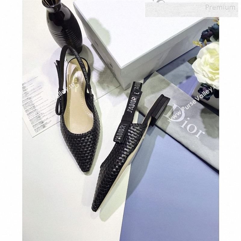 Dior JAdior Slingback Flat Pumps in Braided Black Lambskin 2020 (JC-9123127)