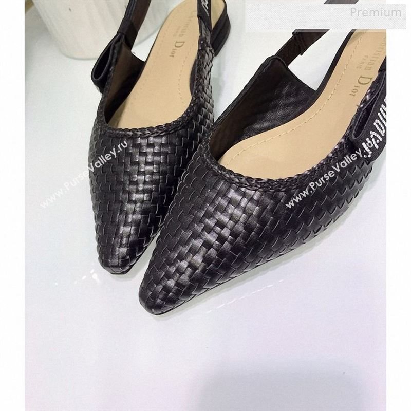 Dior JAdior Slingback Flat Pumps in Braided Black Lambskin 2020 (JC-9123127)