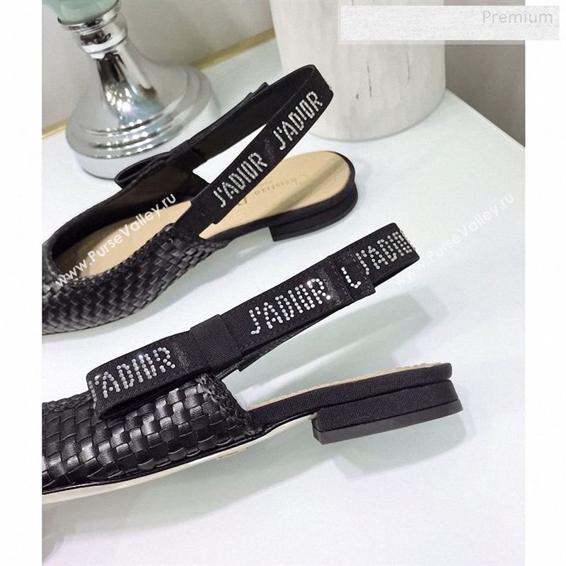 Dior JAdior Slingback Flat Pumps in Braided Black Lambskin 2020 (JC-9123127)