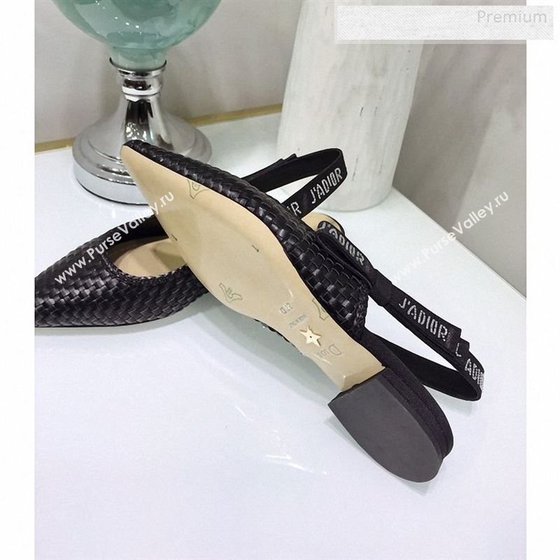 Dior JAdior Slingback Flat Pumps in Braided Black Lambskin 2020 (JC-9123127)