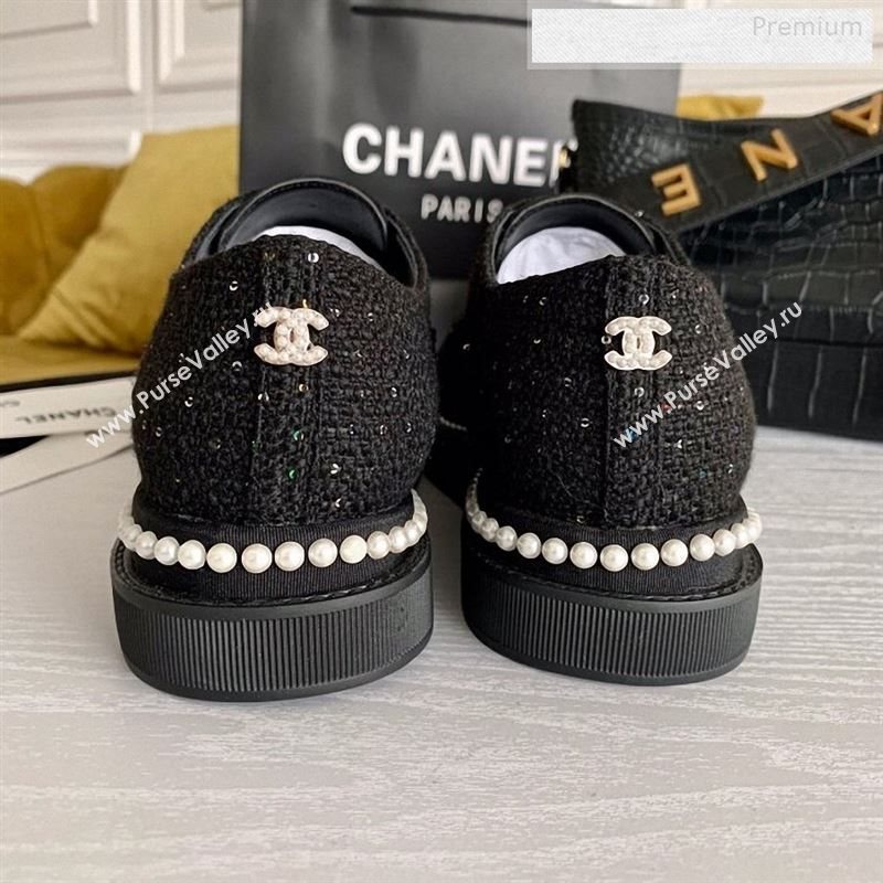 Chanel Pearl Fabric Sneakers Black 2020 (SS-9123128)