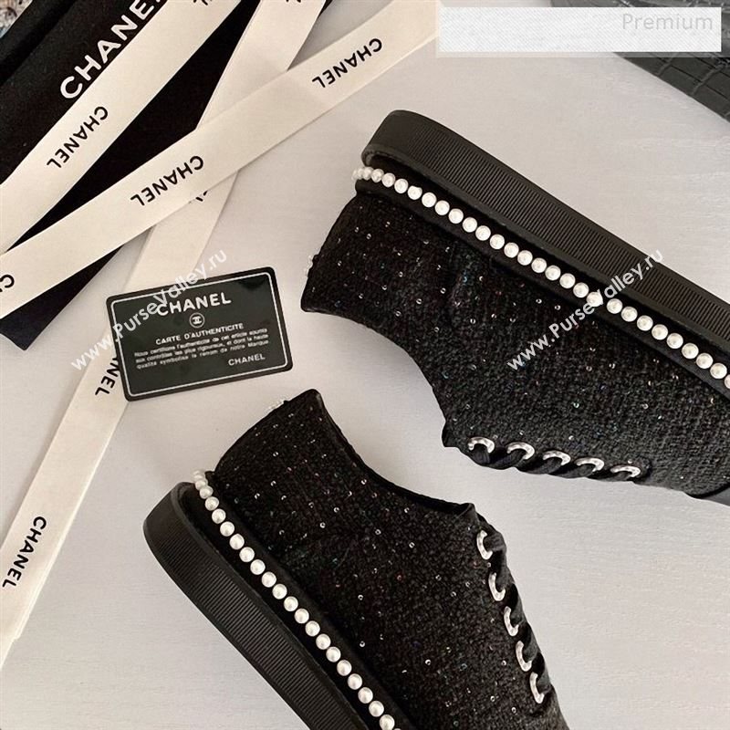 Chanel Pearl Fabric Sneakers Black 2020 (SS-9123128)