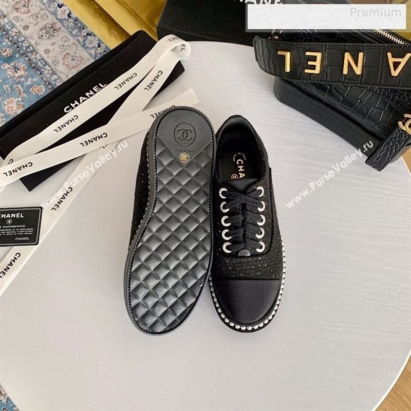Chanel Pearl Fabric Sneakers Black 2020 (SS-9123128)