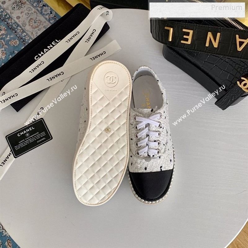 Chanel Pearl Fabric Sneakers White 2020 (SS-9123132)