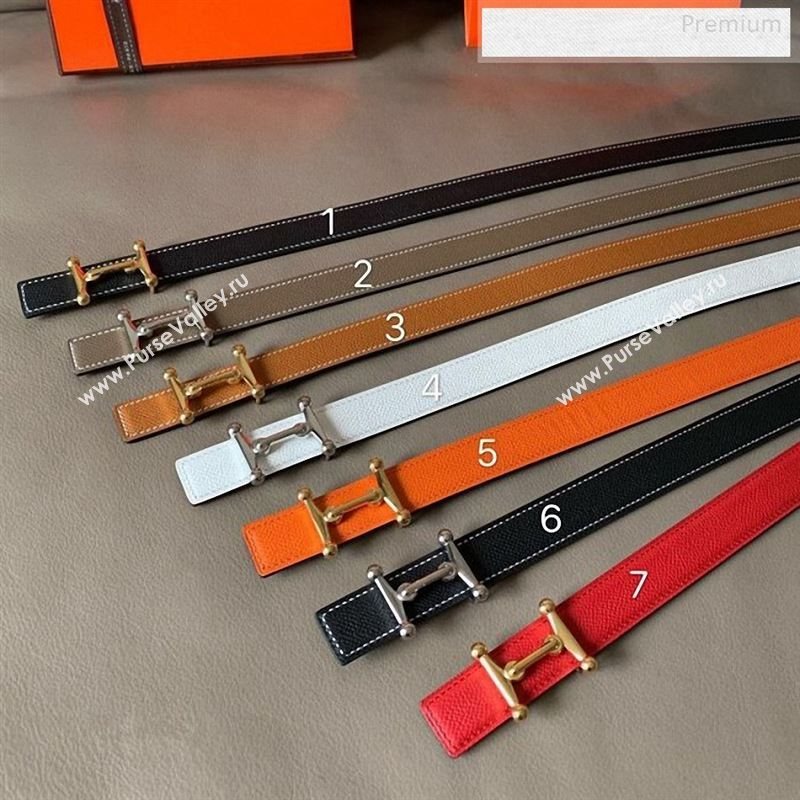 Hermes Reversible Calfskin Belt 24mm with H Buckle (7 Colors) (99-9123134)