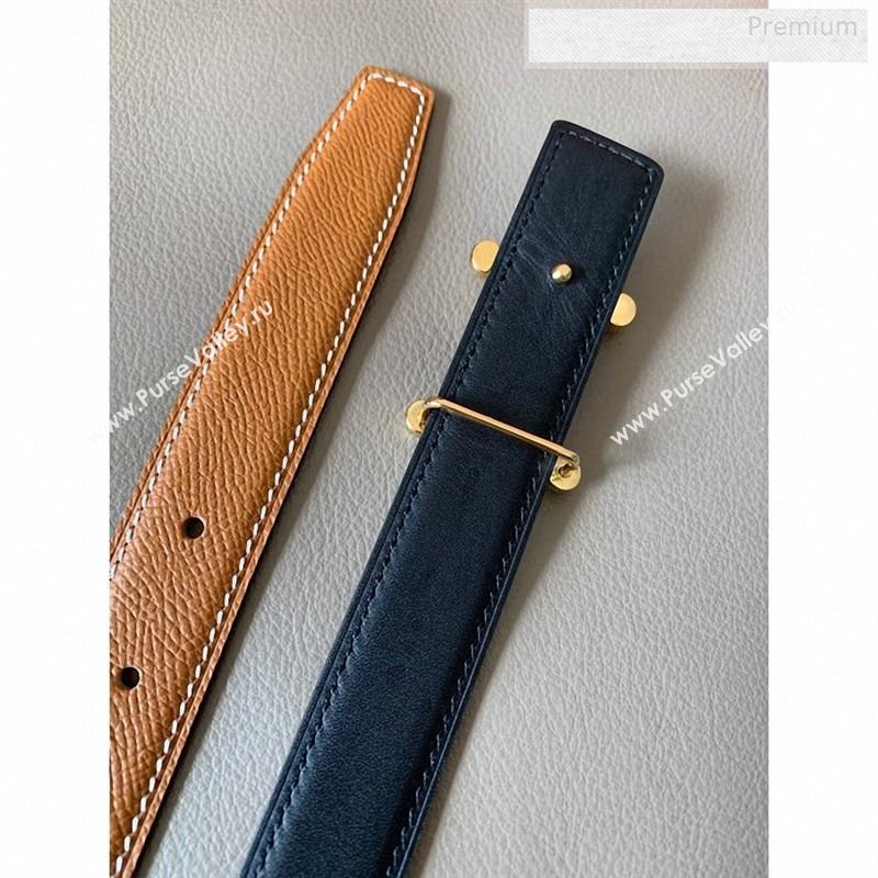 Hermes Reversible Calfskin Belt 24mm with H Buckle (7 Colors) (99-9123134)