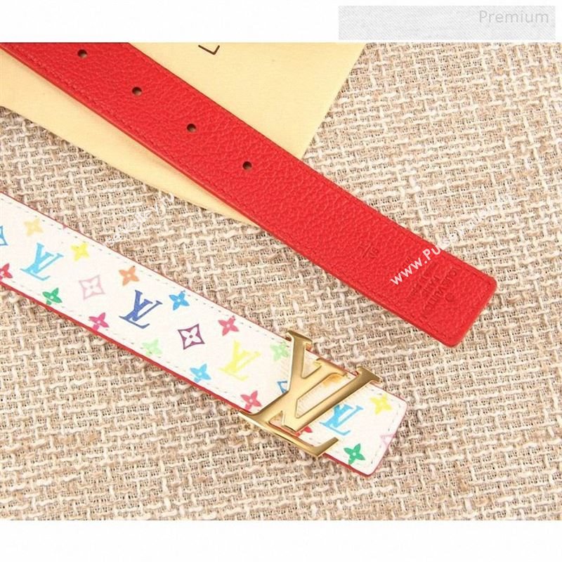 Louis Vuitton Colored Monogram Belt 30mm with LV Buckle White 2019 (SJ-9123135)