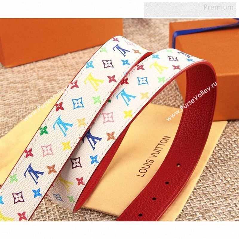 Louis Vuitton Colored Monogram Belt 30mm with LV Buckle White 2019 (SJ-9123135)