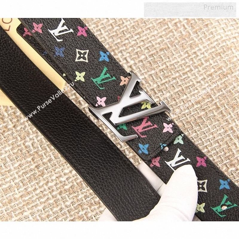 Louis Vuitton Colored Monogram Belt 30mm with LV Buckle Black 2019 (SJ-9123136)