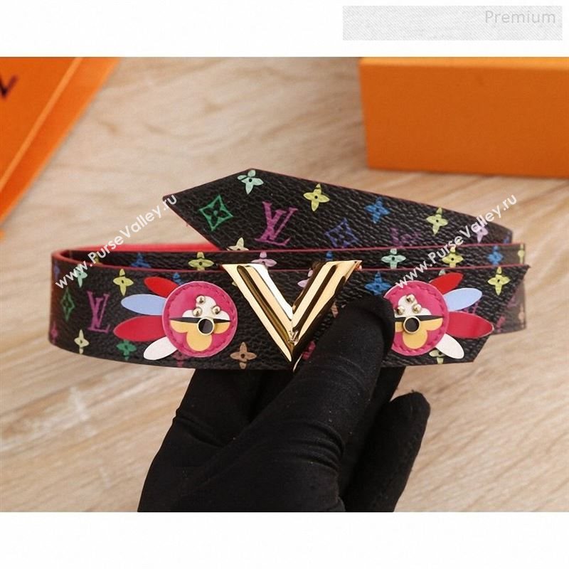 Louis Vuitton Patch Colored Monogram Belt 30mm with V Buckle Black 2019 (SJ-9123138)