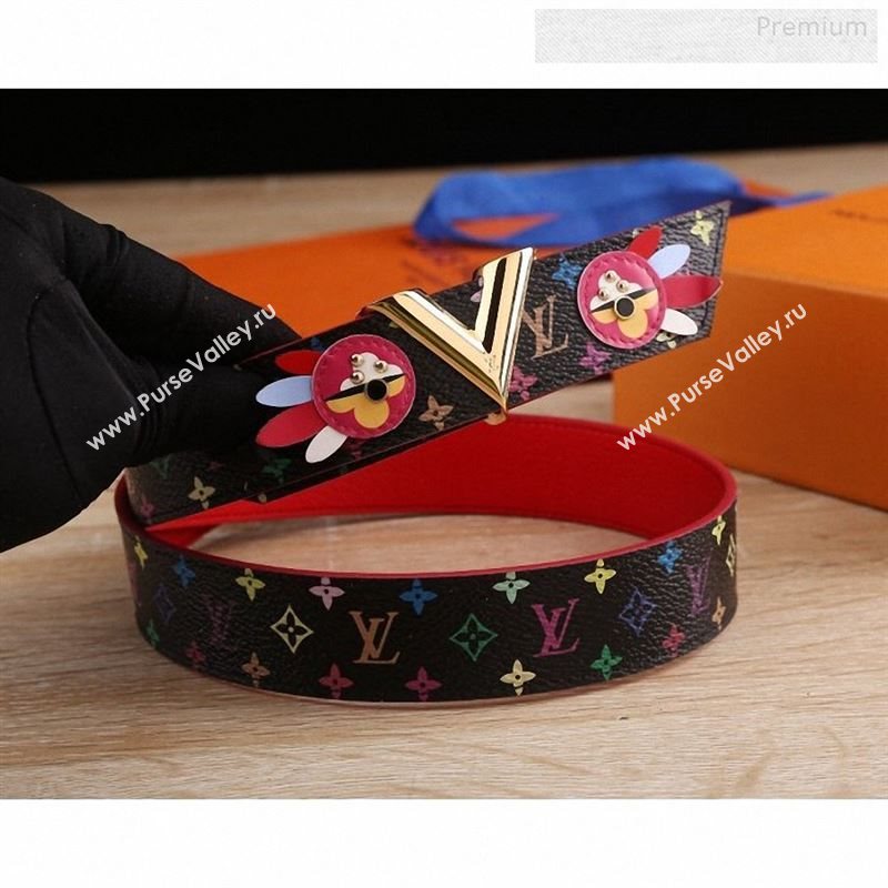 Louis Vuitton Patch Colored Monogram Belt 30mm with V Buckle Black 2019 (SJ-9123138)