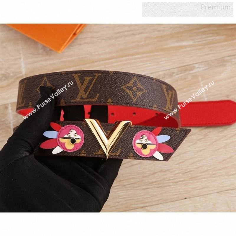 Louis Vuitton Patch Monogram Canvas Belt 30mm with V Buckle Coffee 2019 (SJ-9123139)
