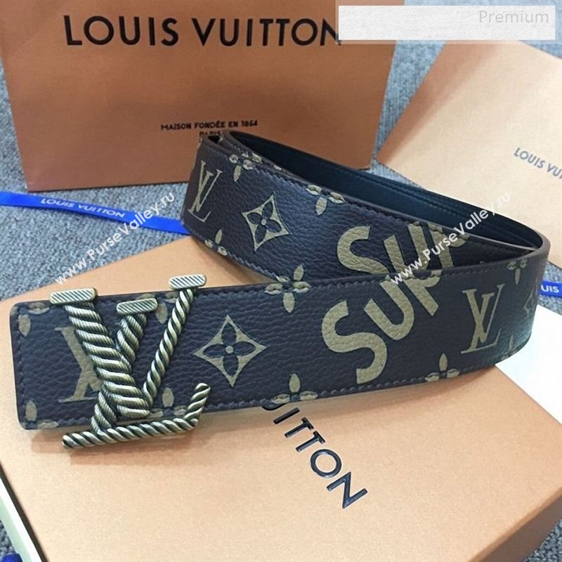 Louis Vuitton x Supreme Reversible Monogram Leather Belt 40mm with LV Buckle Brown 2019 (SJ-9123141)