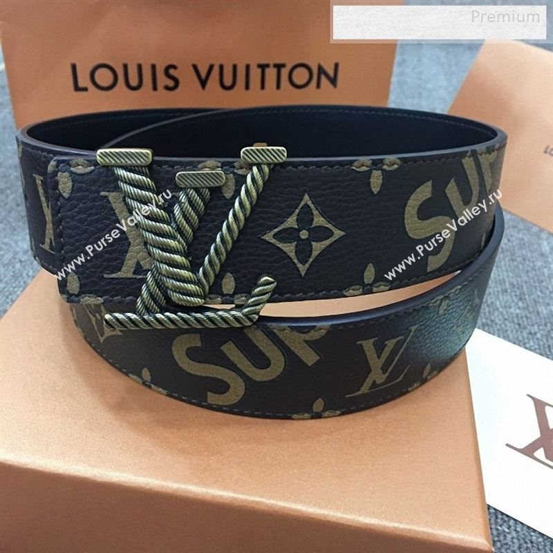 Louis Vuitton x Supreme Reversible Monogram Leather Belt 40mm with LV Buckle Brown 2019 (SJ-9123141)