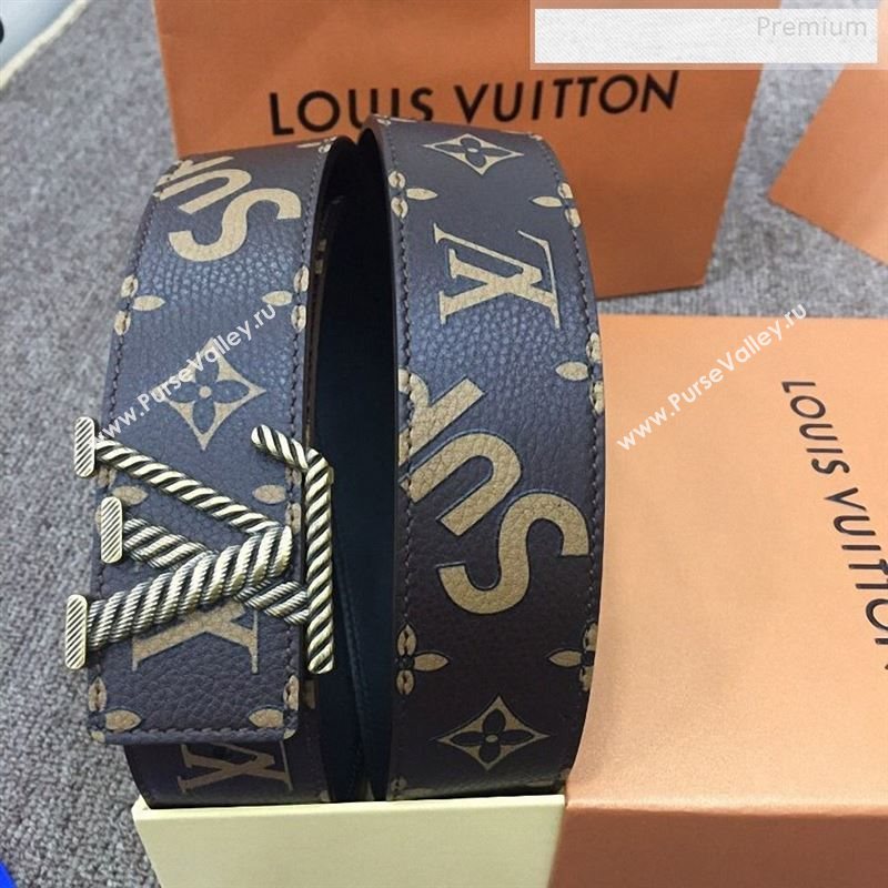 Louis Vuitton x Supreme Reversible Monogram Leather Belt 40mm with LV Buckle Brown 2019 (SJ-9123141)