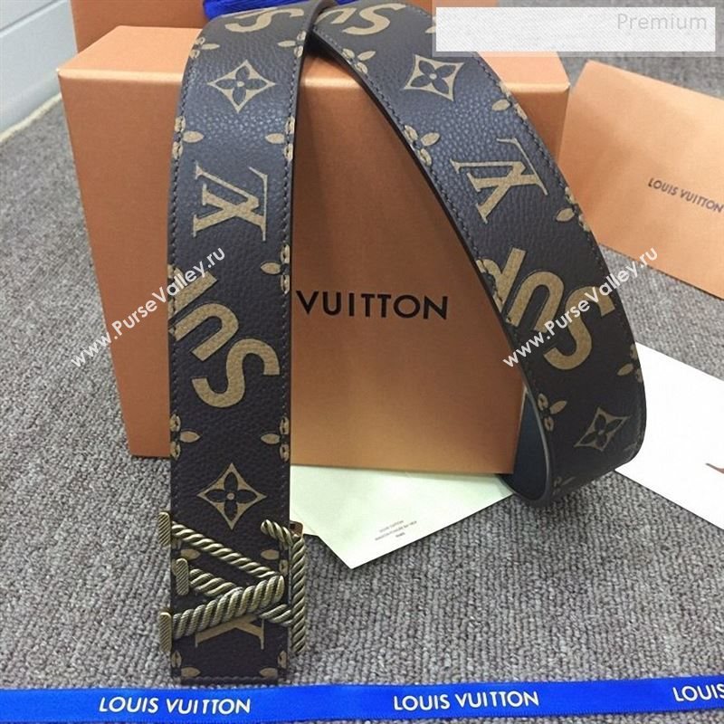 Louis Vuitton x Supreme Reversible Monogram Leather Belt 40mm with LV Buckle Brown 2019 (SJ-9123141)