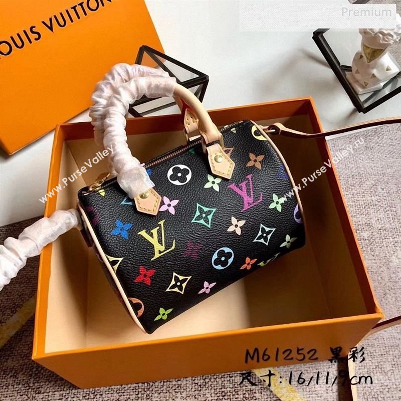 Louis Vuitton Colored Monogram Nano Speedy Top Handle Bag M61252 Black 2019 (KIKI-9122561)