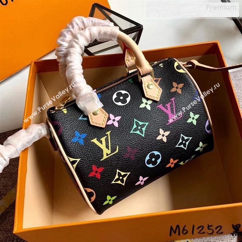 Louis Vuitton Colored Monogram Nano Speedy Top Handle Bag M61252 Black 2019 (KIKI-9122561)
