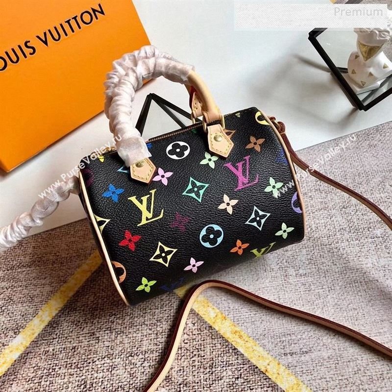 Louis Vuitton Colored Monogram Nano Speedy Top Handle Bag M61252 Black 2019 (KIKI-9122561)