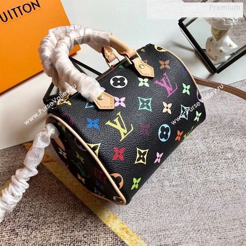 Louis Vuitton Colored Monogram Nano Speedy Top Handle Bag M61252 Black 2019 (KIKI-9122561)
