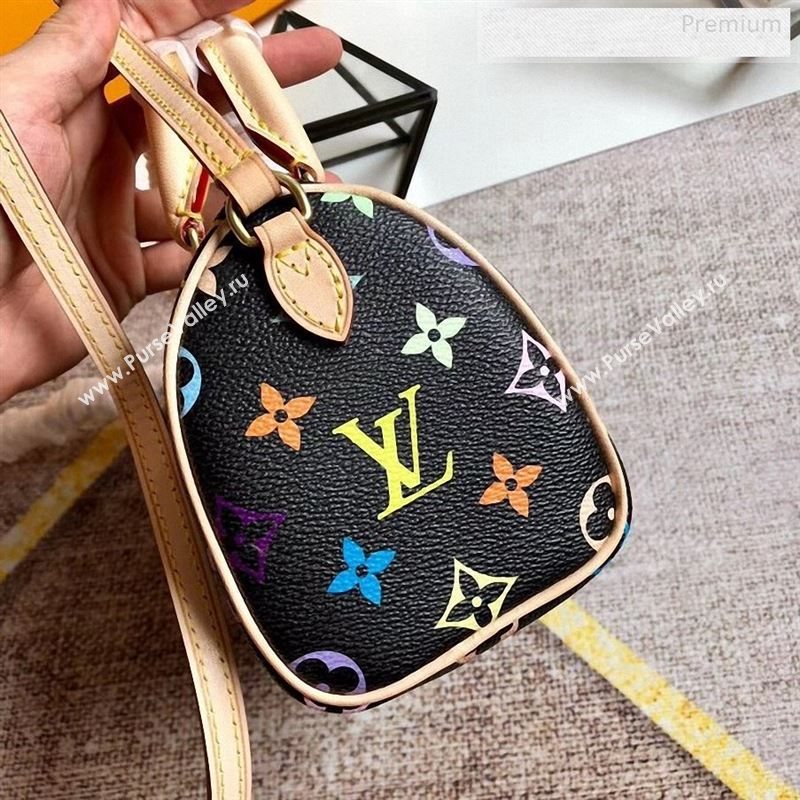 Louis Vuitton Colored Monogram Nano Speedy Top Handle Bag M61252 Black 2019 (KIKI-9122561)