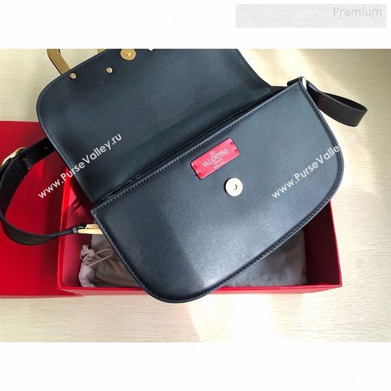 Valentino Supervee Supple Calfskin Maxi-Logo Crossbody Bag 1011L Black 2020 (JD-9123022)