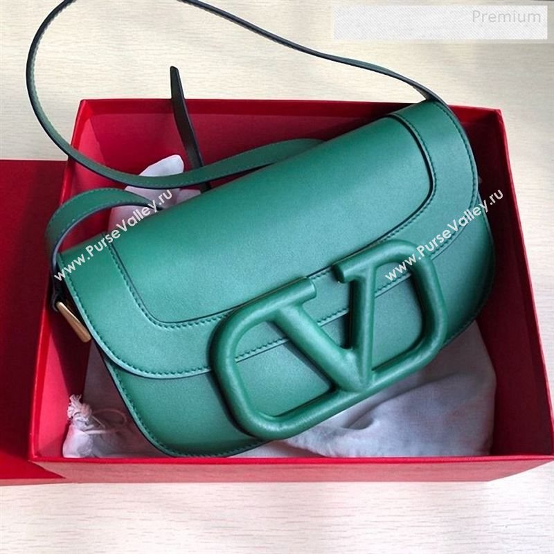 Valentino Supervee Supple Calfskin Maxi-Logo Crossbody Bag 1011L Green 2020 (JD-9123023)