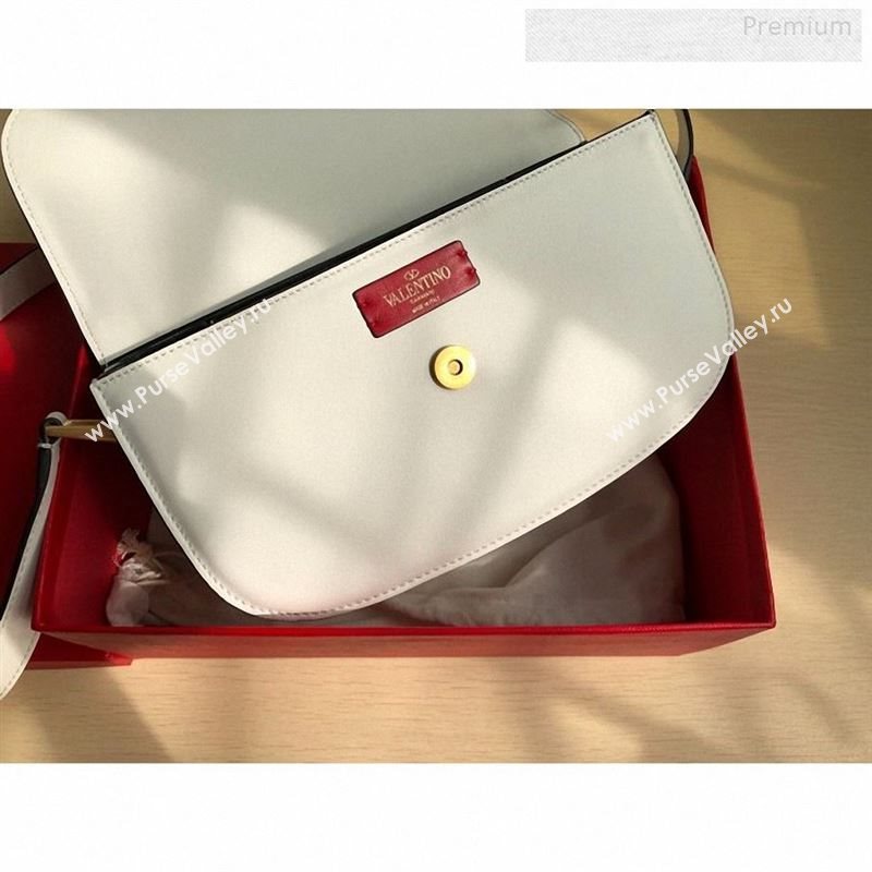 Valentino Supervee Supple Calfskin Maxi-Logo Crossbody Bag 1011L White 2020 (JD-9123024)