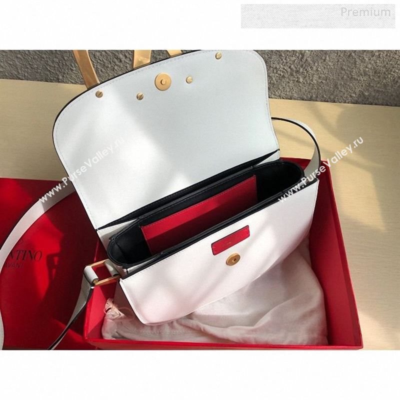 Valentino Supervee Supple Calfskin Maxi-Logo Crossbody Bag 1011L White 2020 (JD-9123024)