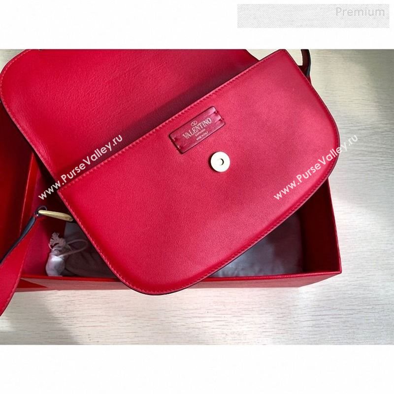 Valentino Supervee Supple Calfskin Maxi-Logo Crossbody Bag 1011L Red 2020 (JD-9123025)