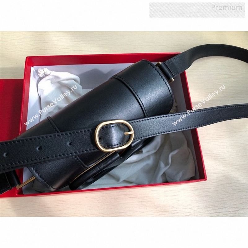 Valentino Supervee Supple Calfskin Maxi-Logo Crossbody Bag 1011S Black 2020 (JD-9123026)