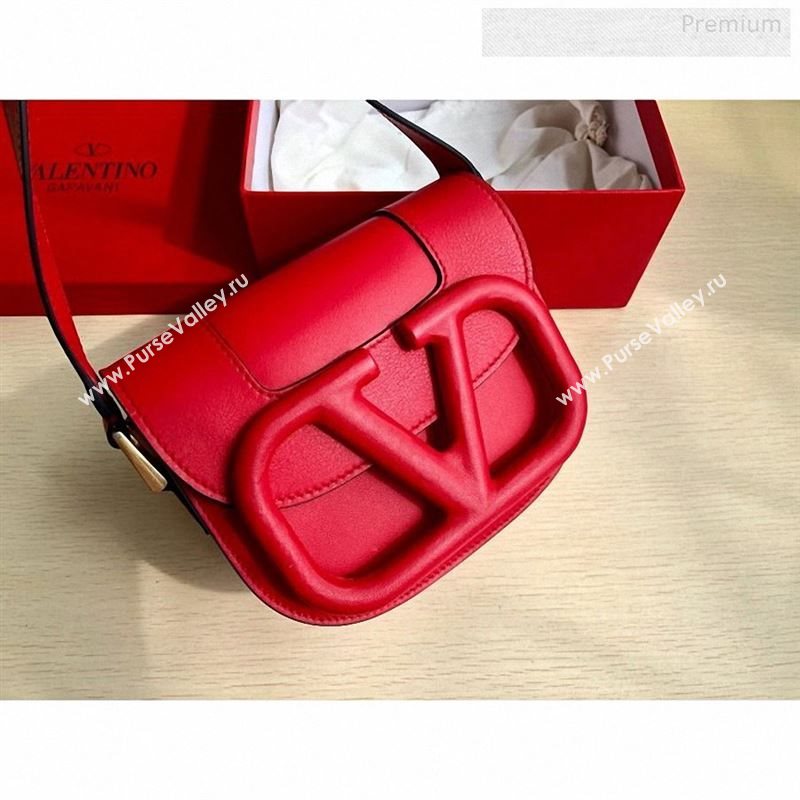 Valentino Supervee Supple Calfskin Maxi-Logo Crossbody Bag 1011S Red 2020 (JD-9123028)