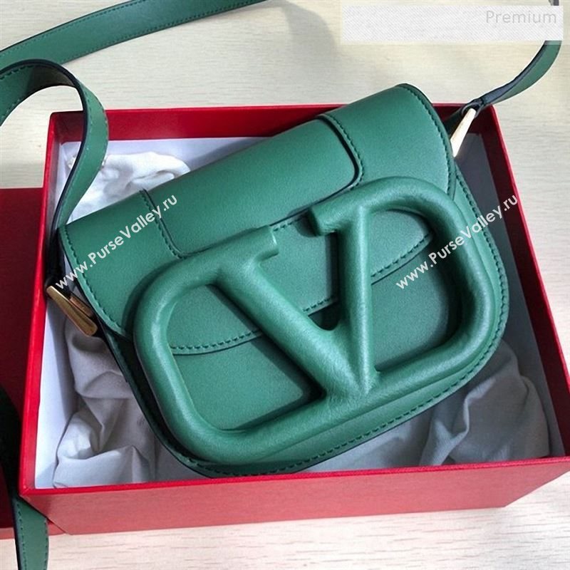 Valentino Supervee Supple Calfskin Maxi-Logo Crossbody Bag 1011S Green 2020 (JD-9123027)