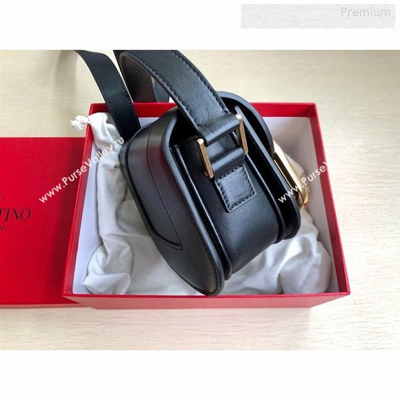 Valentino Supervee Calfskin Maxi-Logo Crossbody Bag 1011S Black/Gold 2020 (JD-9123029)