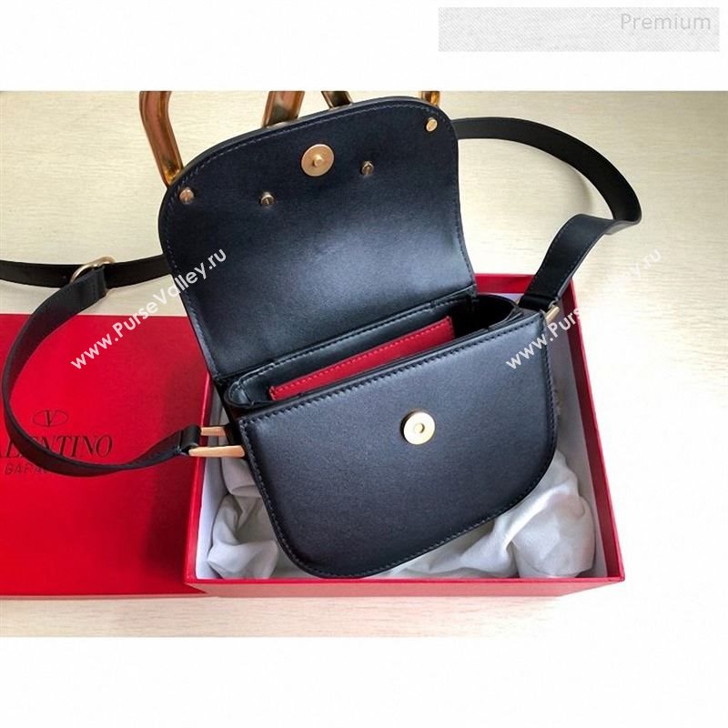 Valentino Supervee Calfskin Maxi-Logo Crossbody Bag 1011S Black/Gold 2020 (JD-9123029)